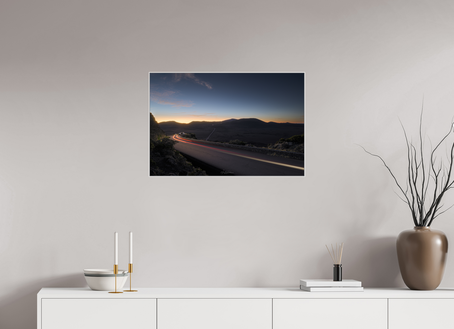 Pas des Sables light painting Reunion Island - Framed photo print in Aluminium ArtBox
