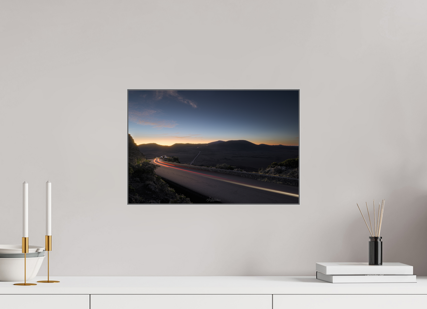 Pas des Sables light painting Reunion Island - Framed photo print in Aluminium ArtBox