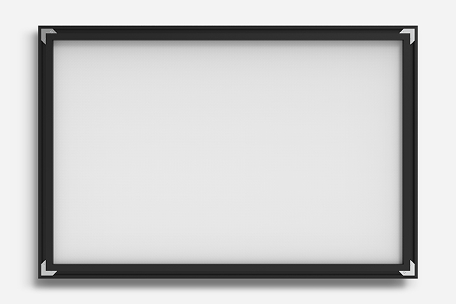 Black aluminium flush frame back view with dibond mounting system professional framing