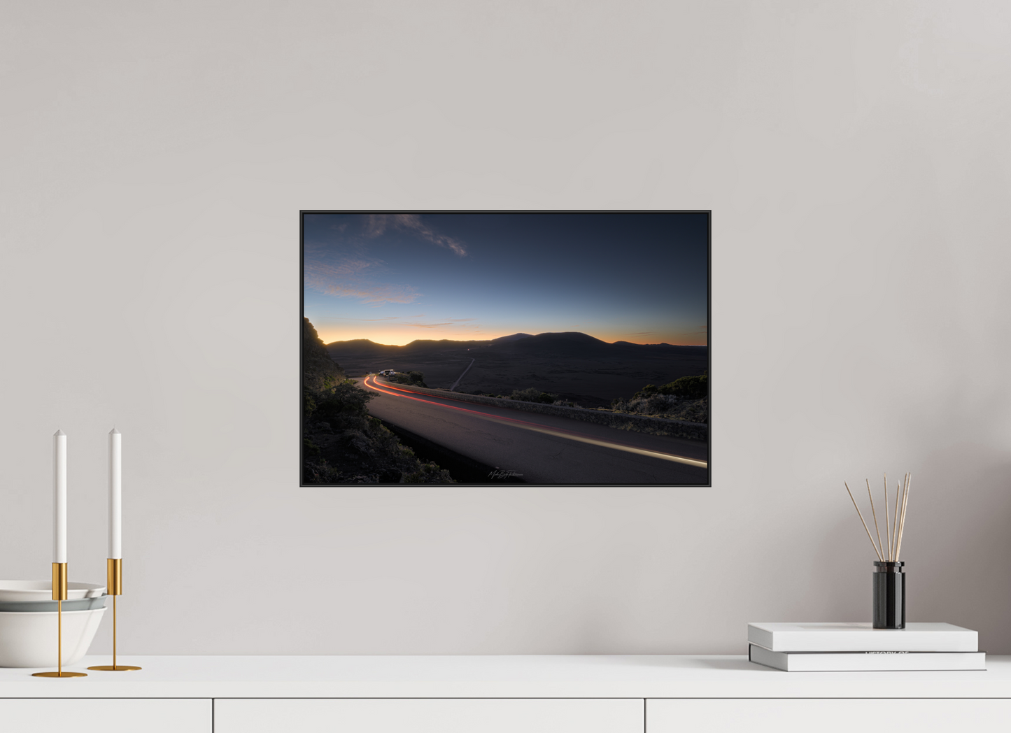 Pas des Sables light painting Reunion Island - Framed photo print in Aluminium ArtBox