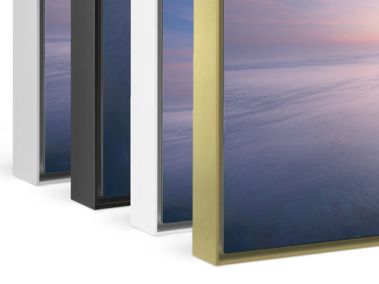 Diamond Beach Nusa Penida Bali aluminium artbox frame 4 color options black silver white gold stacked view