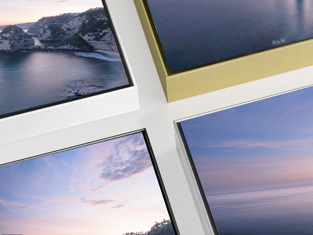 Diamond Beach Nusa Penida Bali aluminium artbox frame color options top view grid layout black silver white gold