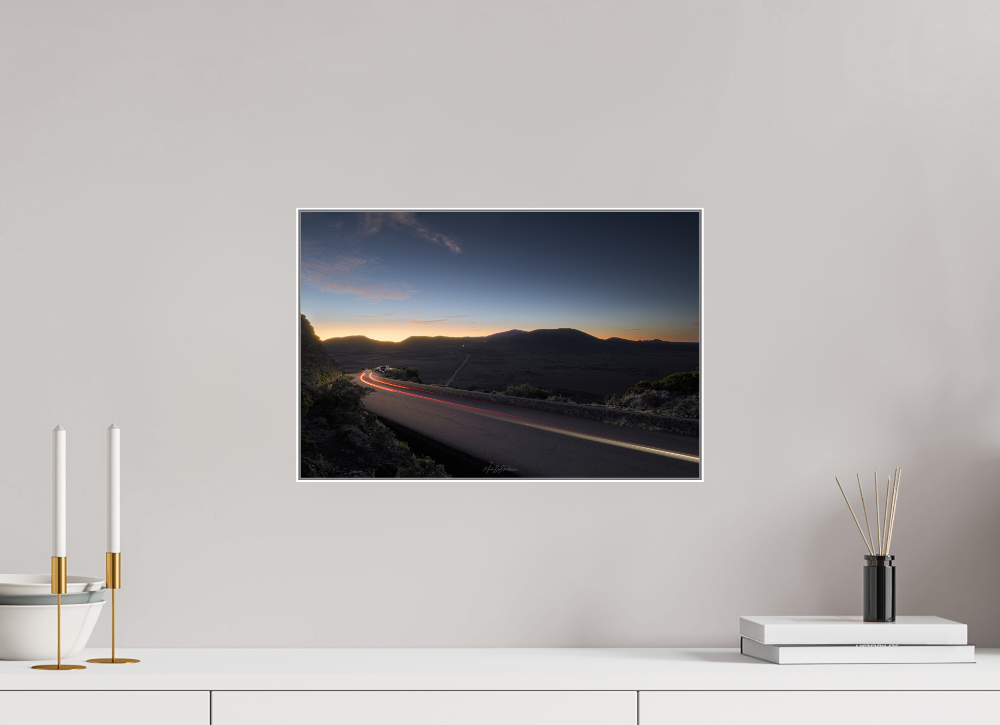 Pas des Sables light painting Reunion Island aluminium artbox 30x45cm white frame wall mounted interior lifestyle display