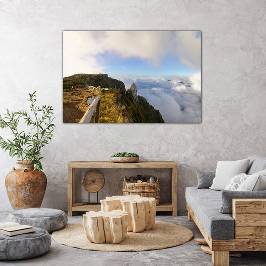 Piton Maïdo Reunion Island wall art in a grey Living room.