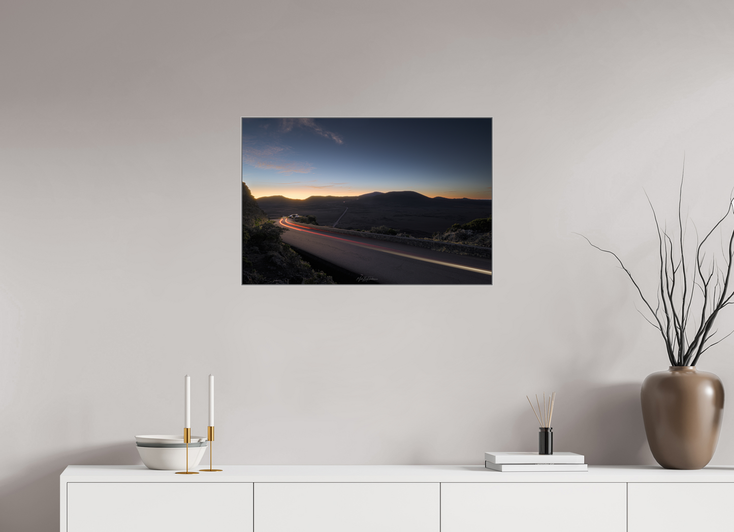 Pas des Sables light painting Reunion Island - Framed photo print in Aluminium ArtBox