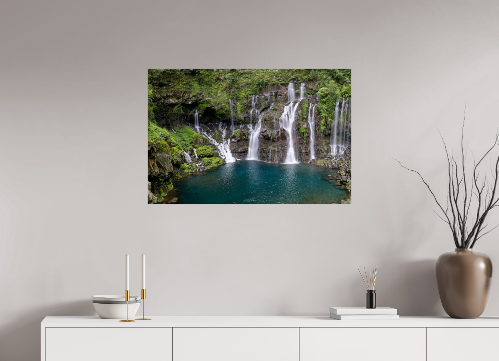 Langevin Falls Reunion Island - Photo Print Dibond backing Acrylic Option. 90 x 60 cm, Photo Print on Dibond Backing 3mm unframed 