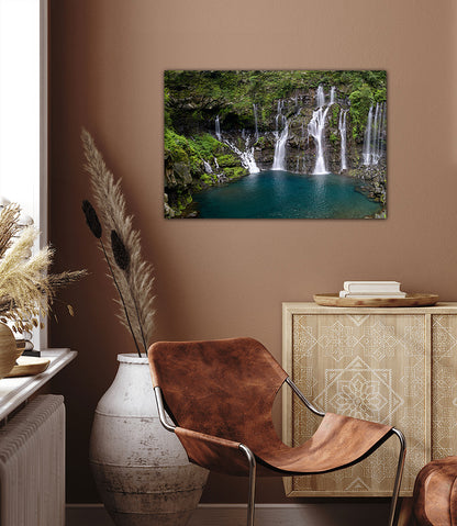 Langevin falls Reunion Island wall art print in a modern living room