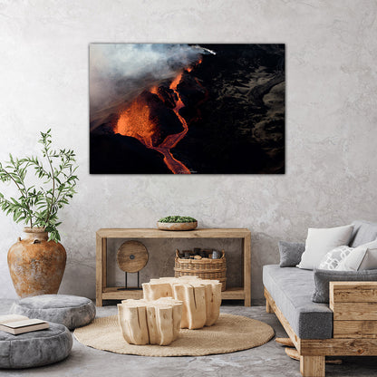 Lava Edge, Piton de la Fournaise Wallart display in a living room.