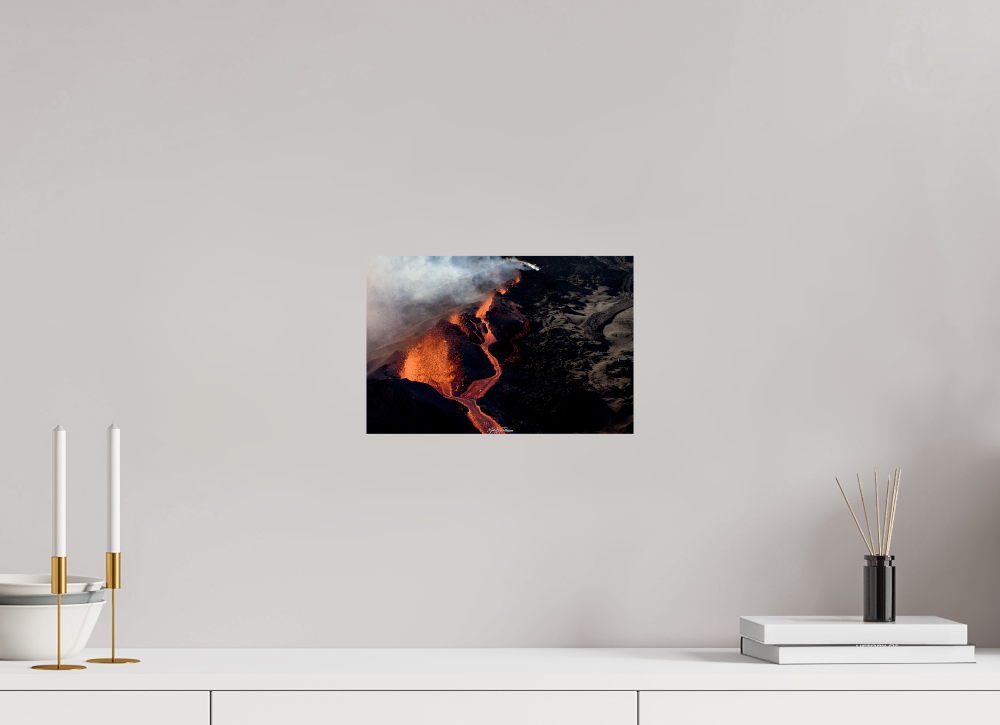 Lava Edge, Piton de la fournaise - Photo Print Dibond backing Acrylic Option. 30 x 20 cm, Photo Print on Dibond Backing 3mm, unframed