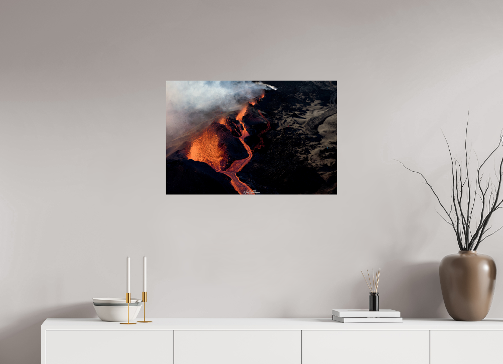 Lava Edge, Piton de la Fournaise - Photo Print Dibond backing Acrylic Option. 75 x 50 cm, Photo Print on Dibond Backing 3mm, unframed 