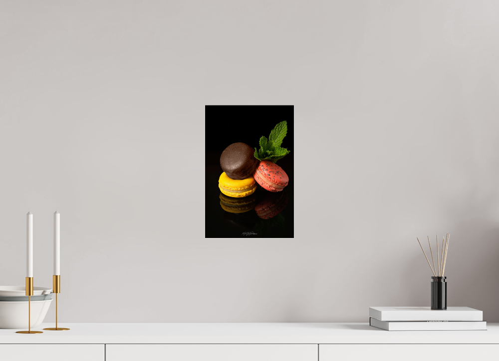 Macarons Gourmet Trio 20 x 30 cm, Photo Print Under Acrylic Glass Macarons Gourmet Trio - Photo Print Dibond backing Acrylic Option