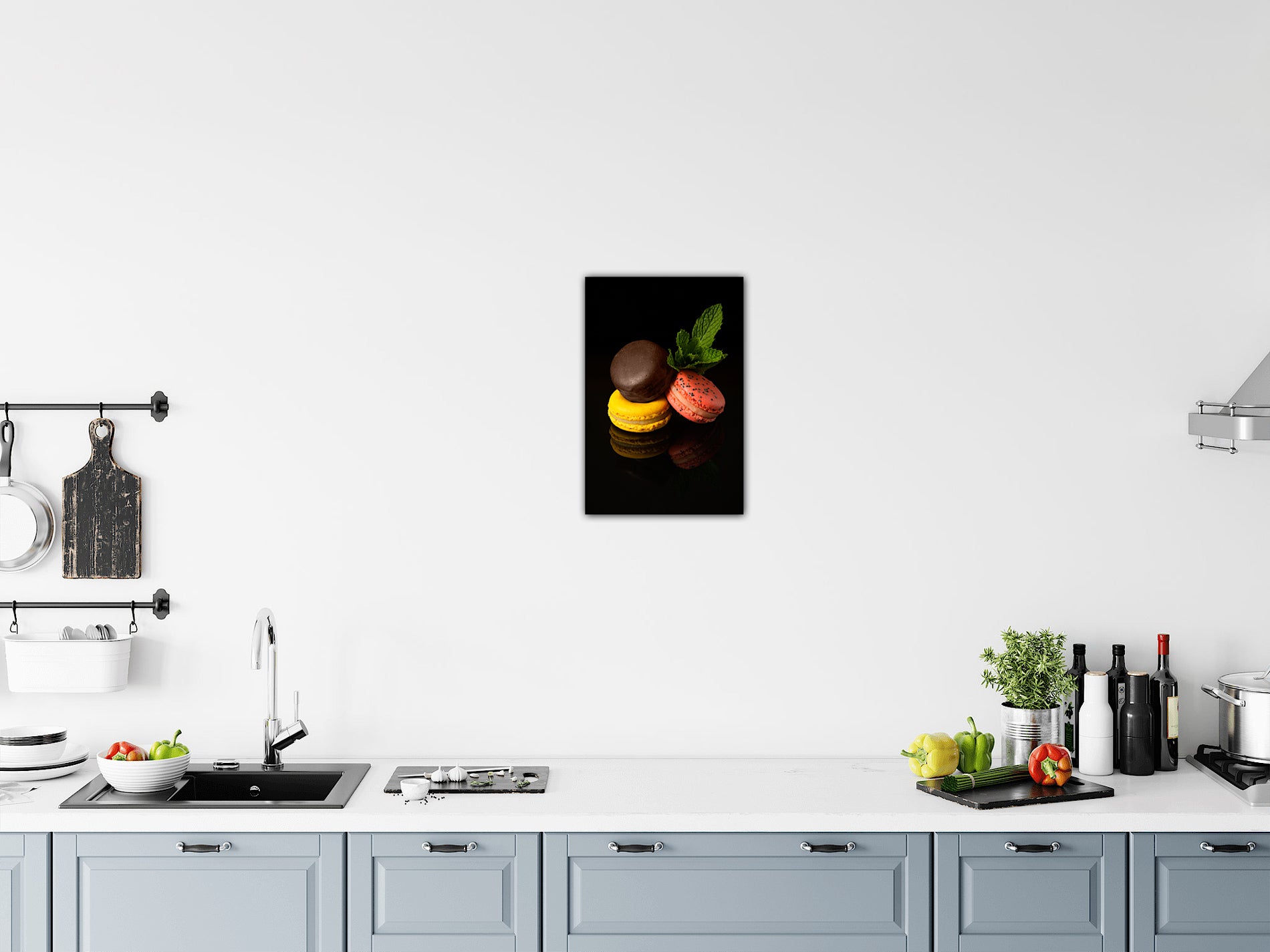 Macarons Gourmet Trio photo print in a modern lifestyle