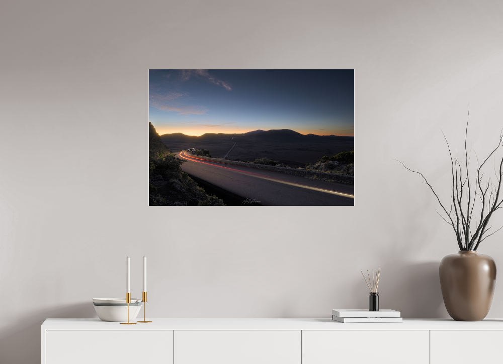 90 x 60 cm, Photo print under acrylic 2mm dibond backing 3mm Pas des Sables light painting Reunion Island - Photo Print Dibond backing Acrylic Option