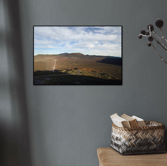 Pas des Sables Reunion Island black flush framed print interior lifestyle viewon a gray wall.