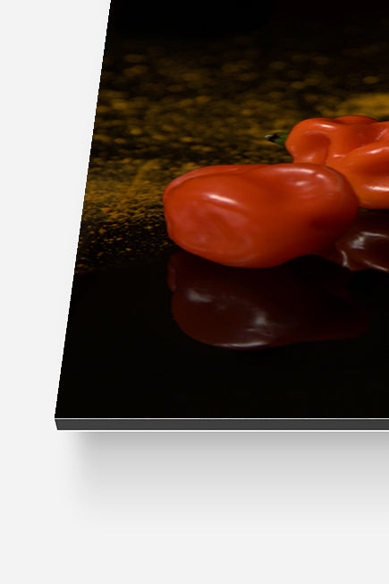 Piment cabris photo sur dibond 3mm détail coin gauche