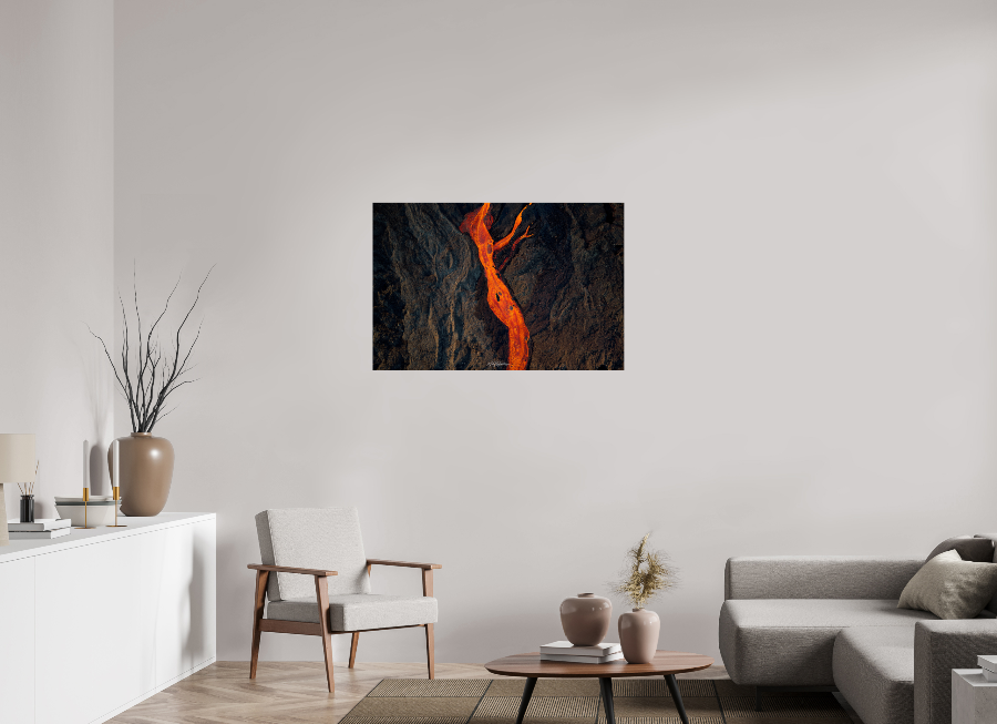 River of Fire – Piton de la Fournaise Eruption 2026. 105 x 70 cm, Photo Print on Dibond Backing 3mm, unframed