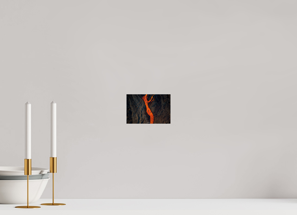 River of Fire – Piton de la Fournaise Eruption 2026. 15 x 10 cm, Photo Print on Dibond Backing 3mm, unframed 