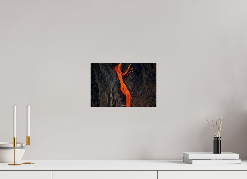 River of Fire – Piton de la Fournaise Eruption 2026. 30 x 20 cm, Photo Print Under Acrylic Glass 