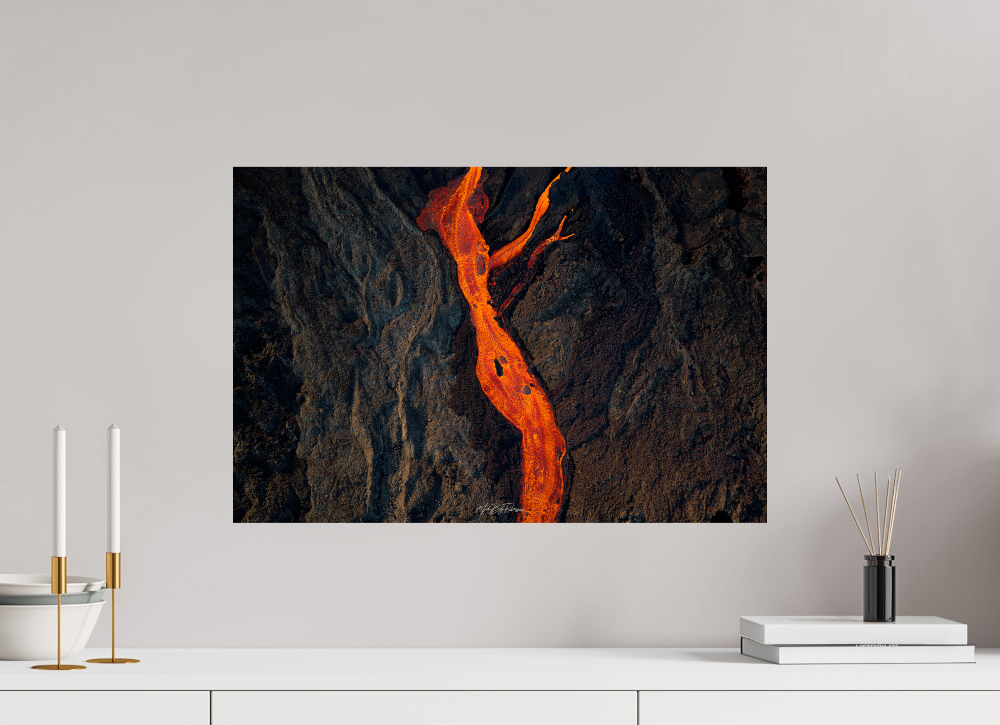 River of Fire – Piton de la Fournaise Eruption 2026. 60 x 40 cm, Photo Print on Dibond Backing 3mm, unframed