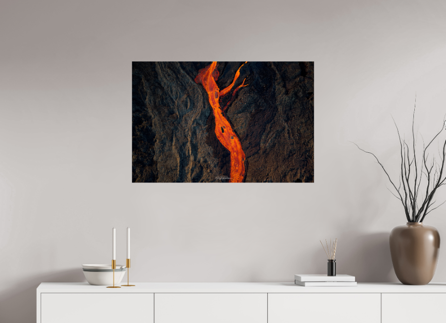 River of Fire – Piton de la Fournaise Eruption 2026. 90 x 60 cm, Photo Print on Dibond Backing 3mm, unframed