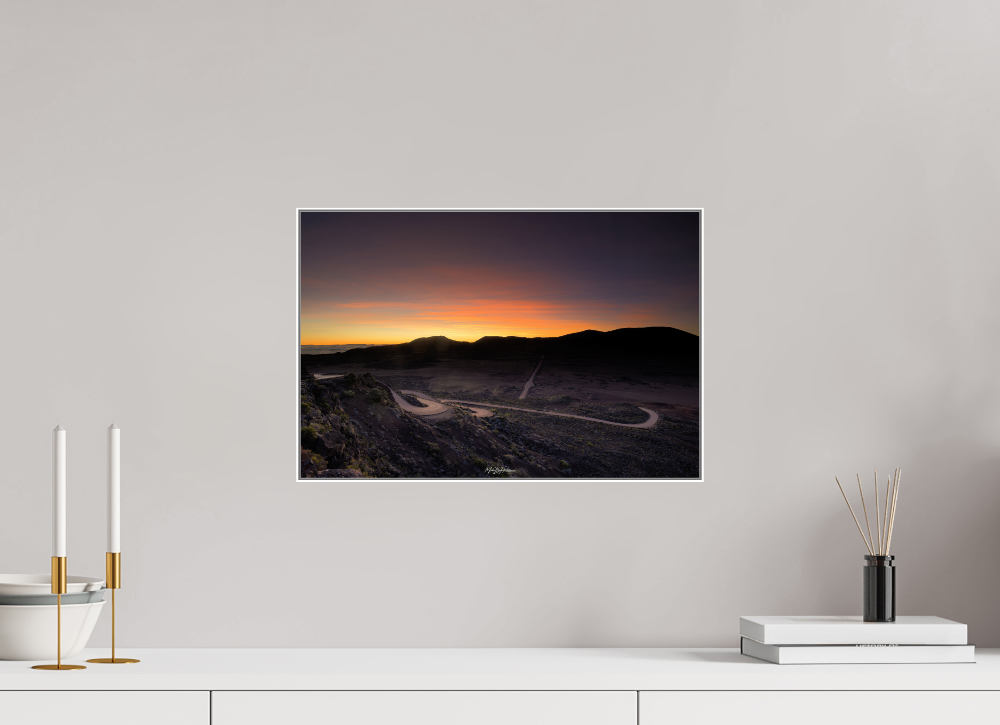45 x 30 cm, Art Box Aluminium White - Photo on Dibond Winter Sunrise Pas des Sables Reunion Island wall mounted interior lifestyle display