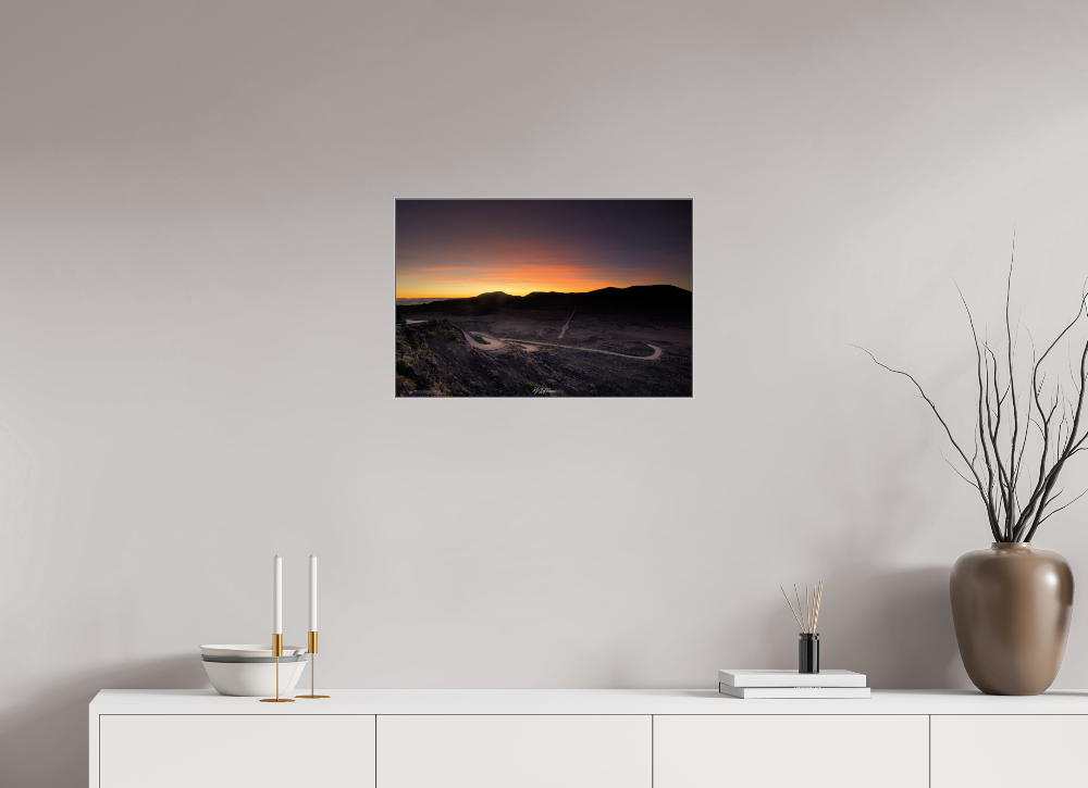 60 x 40 cm, Art Box Aluminium Silver - Photo on Dibond Winter Sunrise Pas des Sables Reunion Island wall mounted interior lifestyle display
