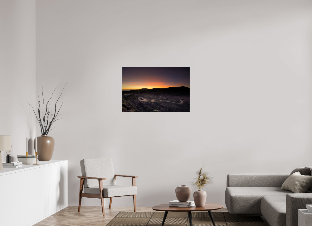 90 x 60 cm, Art Box Aluminium Silver - Photo on Dibond Winter Sunrise Pas des Sables Reunion Island wall mounted interior lifestyle display